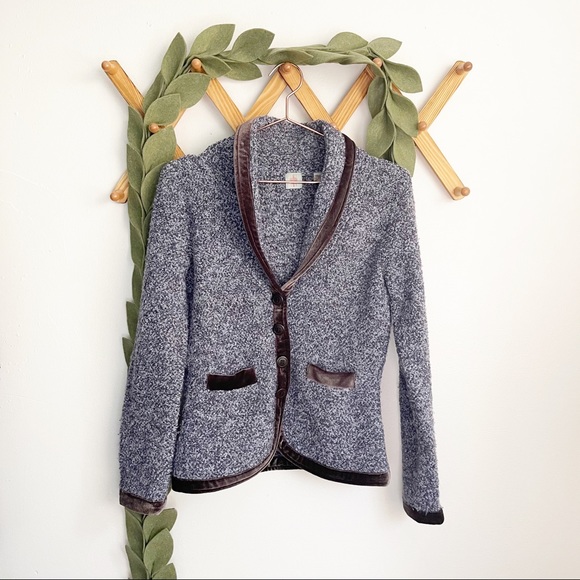 Anthropologie Sweaters - HWR Monogram Velvet Trim Sweater